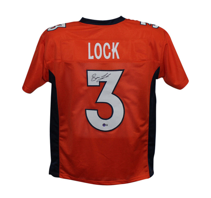 Drew Lock Autographed/Signed Pro Style Orange XL Jersey Beckett BAS 33706