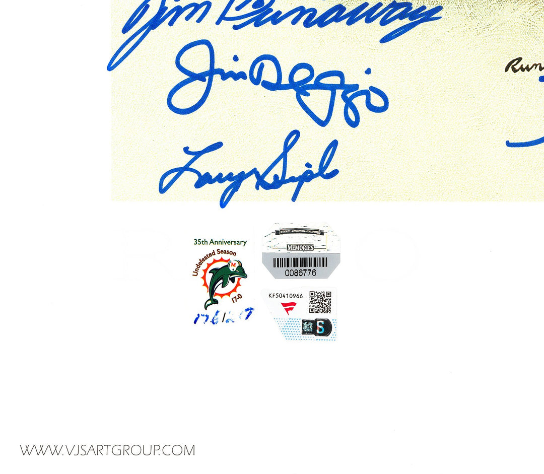 1972 Dolphins Perfect Season Team Auto Lithograph Photo 40+ Sigs Shula, Griese #