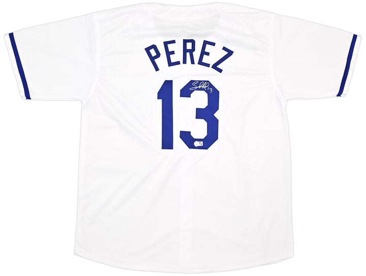 Kansas City Royals Salvador Perez Signed White Jersey Beckett Wit