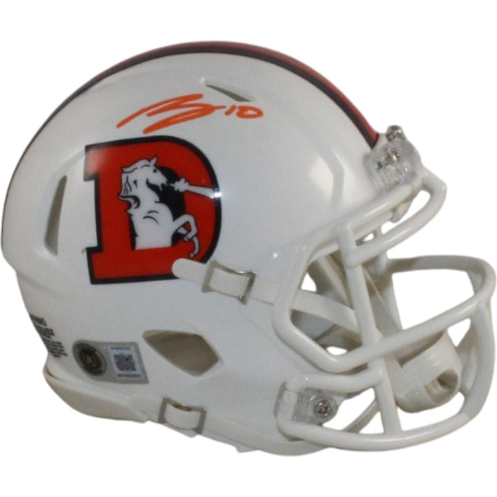 Bo Nix Autographed Denver Broncos 2023 ALT Mini Helmet Beckett Witness 57281