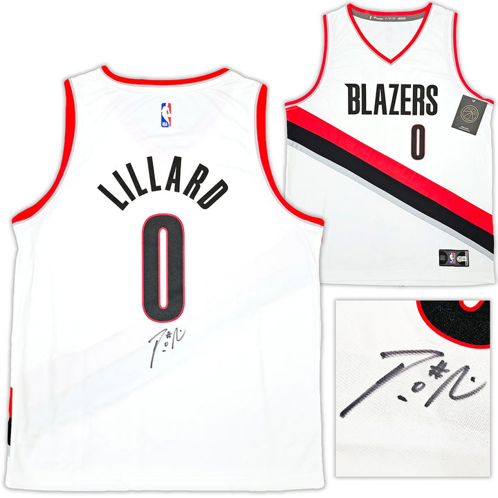Portland Trail Blazers Damian Lillard Signed White Fanatics Jersey Sz L Beckett