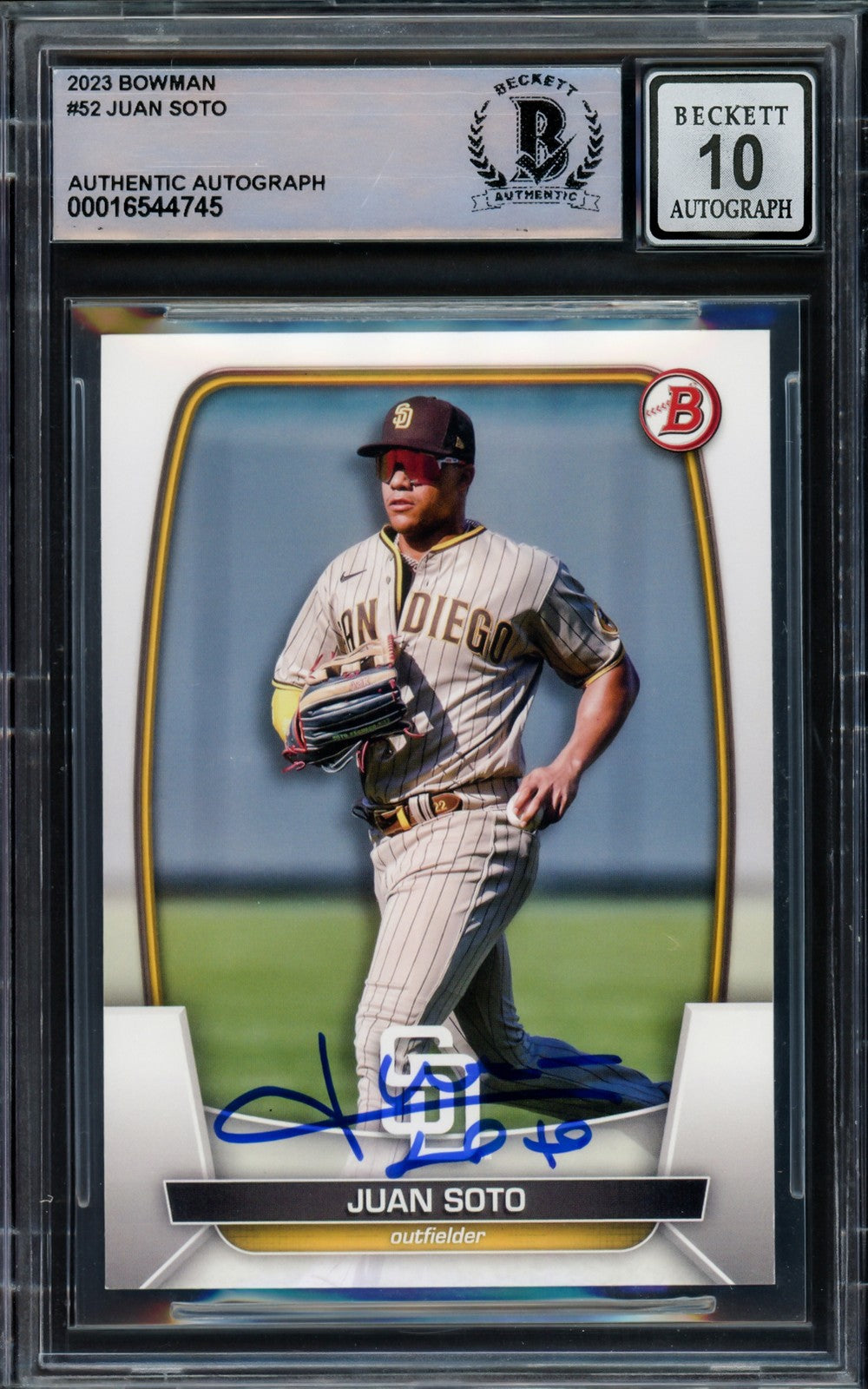 Juan Soto Signed 2023 Bowman Card 52 New York Mets Auto GM 10 Beckett