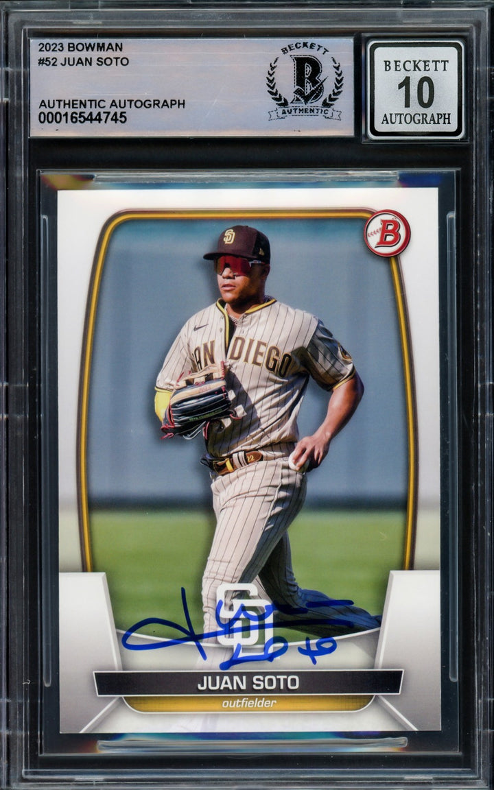 Juan Soto Signed 2023 Bowman Card 52 New York Mets Auto GM 10 Beckett