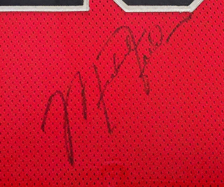 Bulls Michael Jordan Auto Framed Red Authentic Jersey Vintage Sig PSADNA Beckett