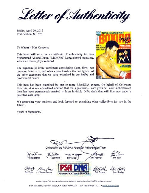 Muhammad Ali & Danny Lopez Auto International Boxing Magazine Cover PSA/DNA