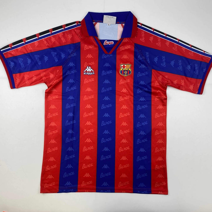 Autographed/Signed Ronaldo Nazario FC Barcelona Red/Blue Jersey Beckett BAS COA