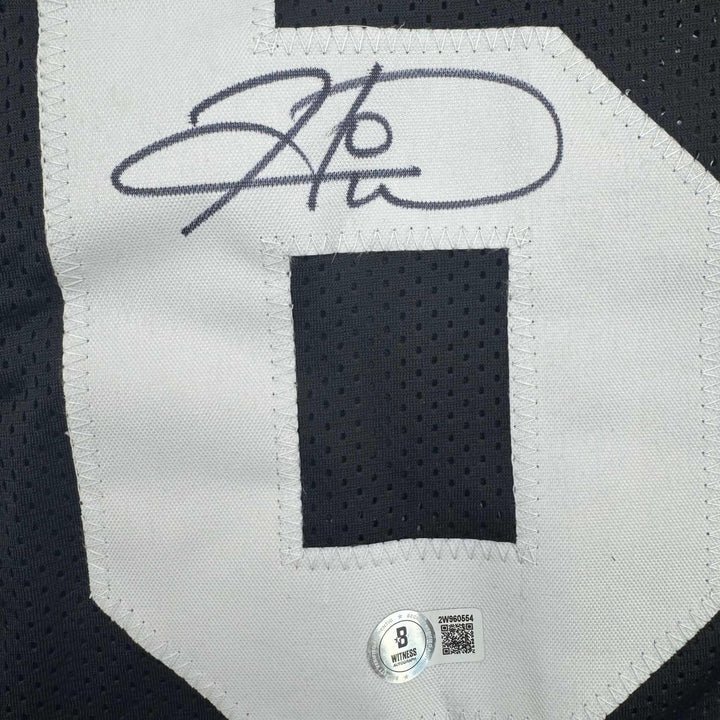 Autographed/Signed Hines Ward Pittsburgh Black Retro Jersey Beckett COA