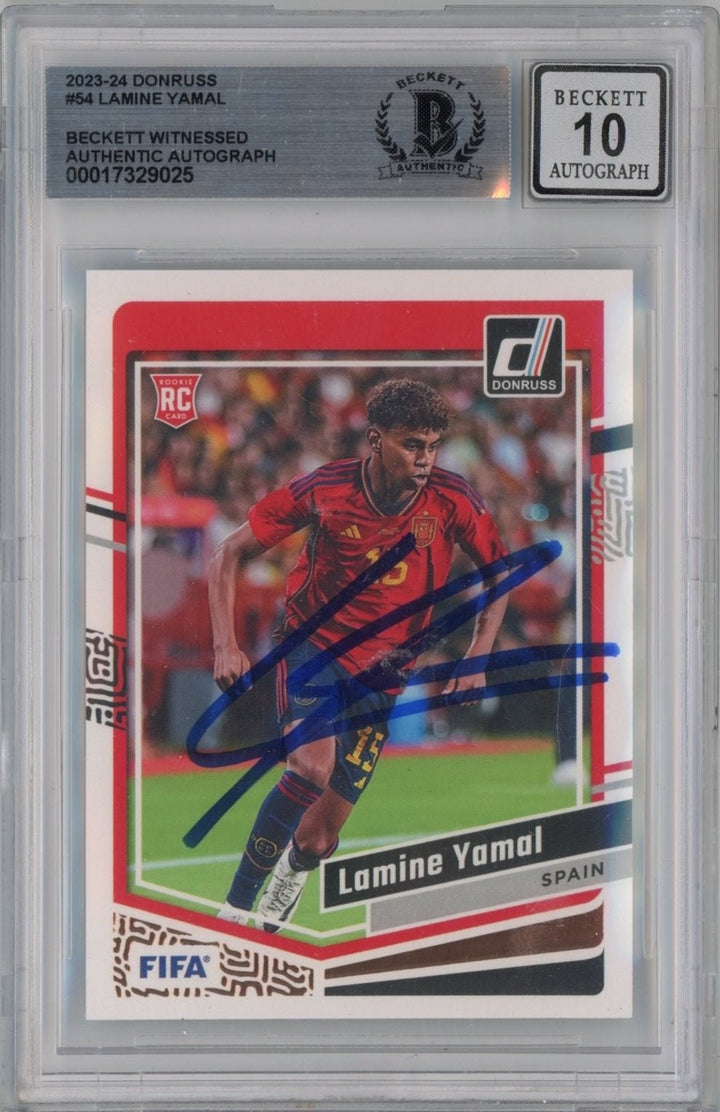 Graded 2023 Donruss Lamine Yamal #54 Signed Rookie Card Beckett BGS Auto 10