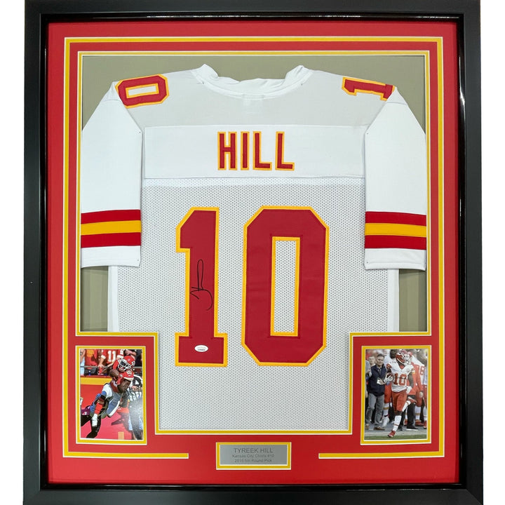 FRAMED Signed TYREEK HILL 35x39 Kansas City White Jersey JSA COA