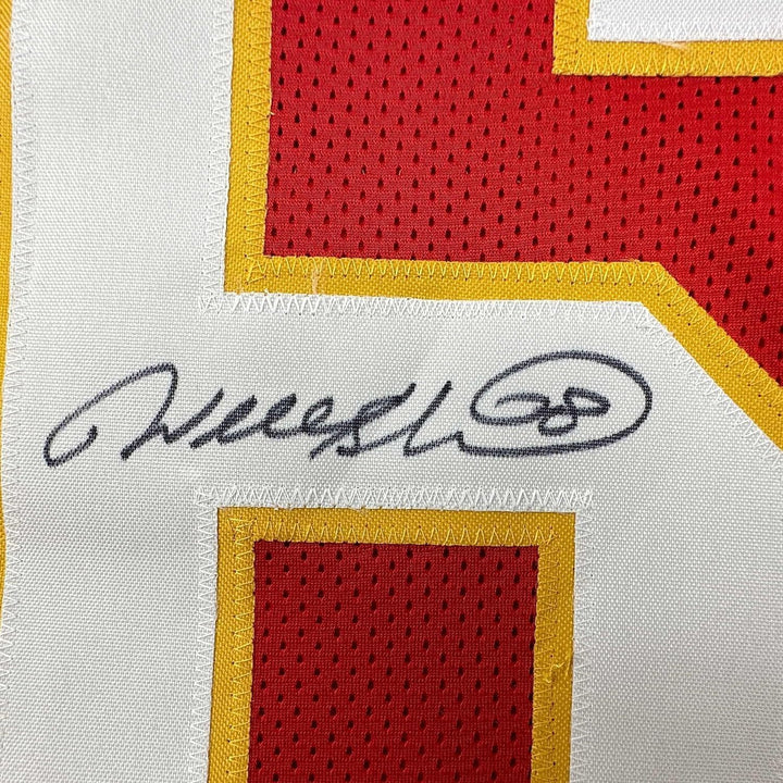 Framed Autographed/Signed Will Shields 33x42 Kansas City Red Jersey JSA COA