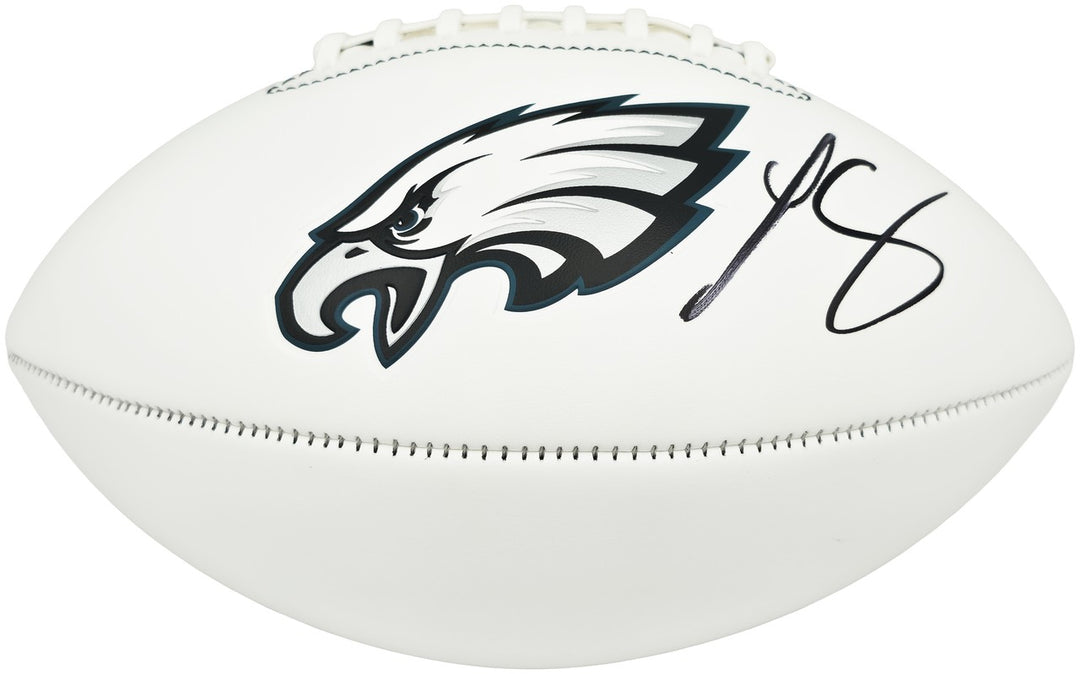 LeSean McCoy Signed Philadelphia Eagles White Logo Football Beckett BAS Witness