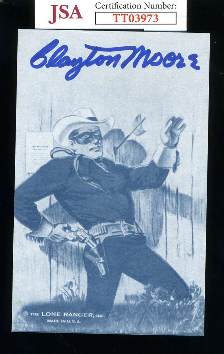 Clayton Moore JSA Coa Signed Photo Postcard Autograph