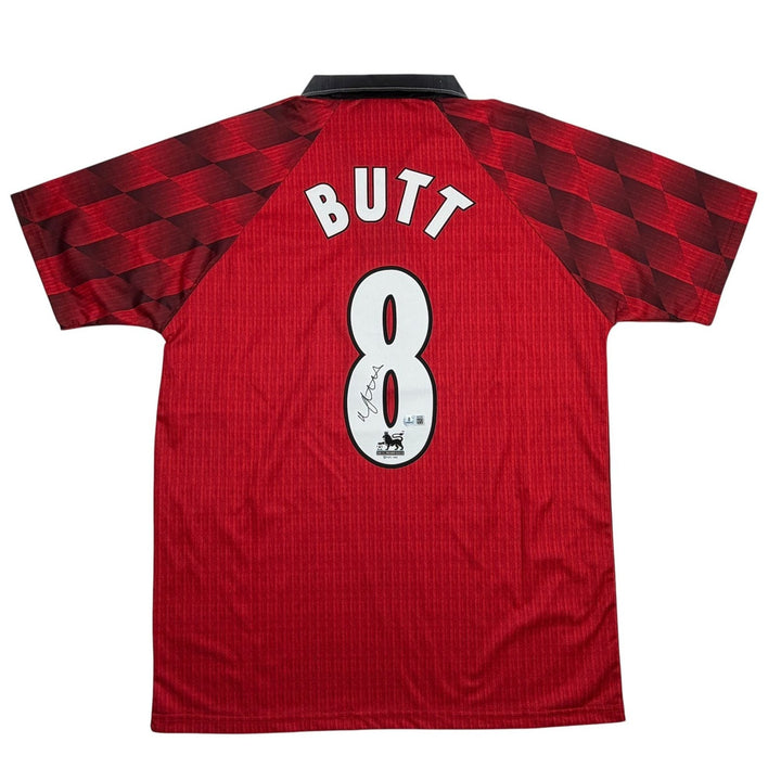 Autographed/Signed Nicky Butt Manchester United Red Soccer Jersey Beckett COA