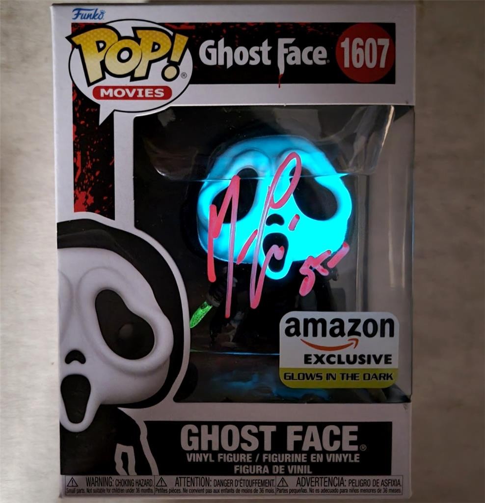 Matthew Lillard signed "Stu" Ghost Face GITD Funko Pop! 1607 auto ~ Beckett BAS