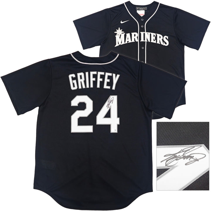 Seattle Mariners Ken Griffey Jr. Signed Black Nike Jersey Size L Beckett Witness