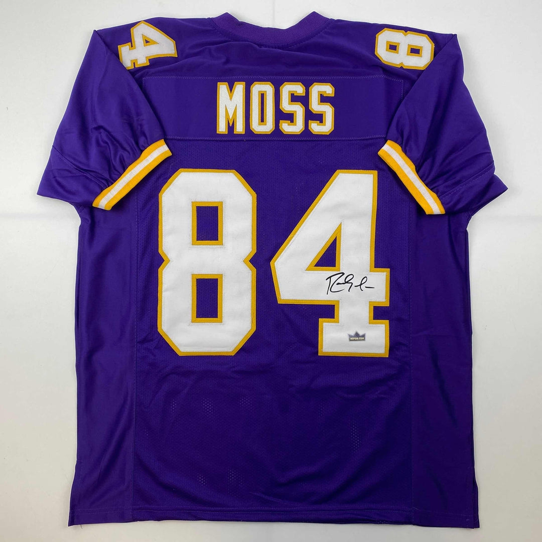 Facsimile Autographed Randy Moss Minnesota Purple Reprint Jersey Size Men's XL