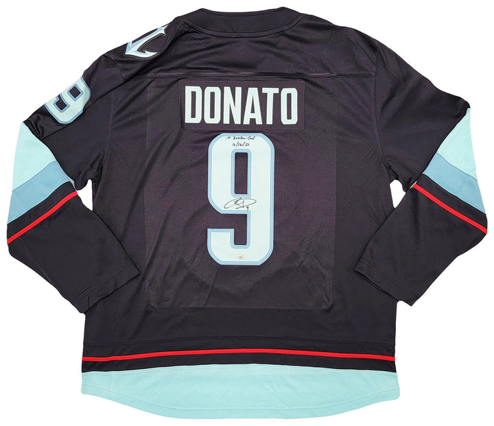 Seattle Kraken Ryan Donato Auto Blue Fanatics Jersey XL 1st Kraken Goal Fanatics