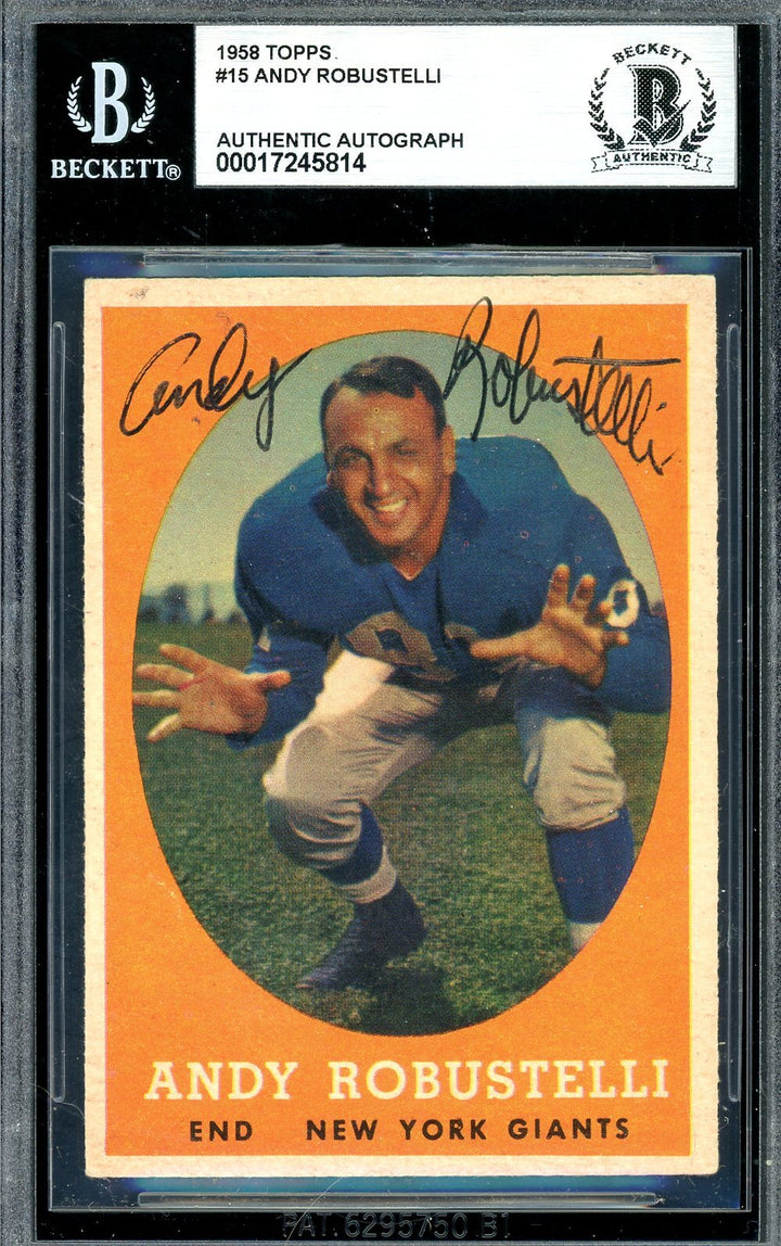 Andy Robustelli Beckett BAS Signed 1958 Topps Autograph