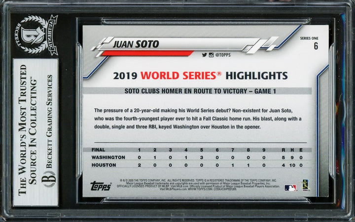 Juan Soto Autographed Signed 2020 Topps Card #6 New York Mets Beckett BAS