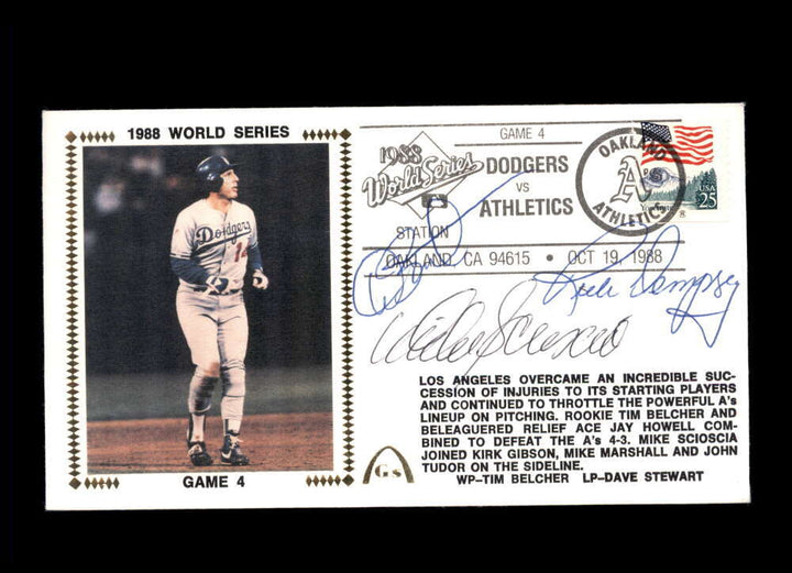 Stewart Dempsey Scioscia JSA Signed 1988 World Series FIrst Day Cover FDC Cache