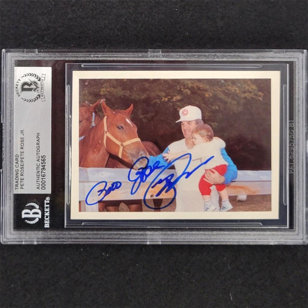 Pete Rose & Pete Rose Jr. signed Official Baseball Card Set 56 auto BAS BGS slab