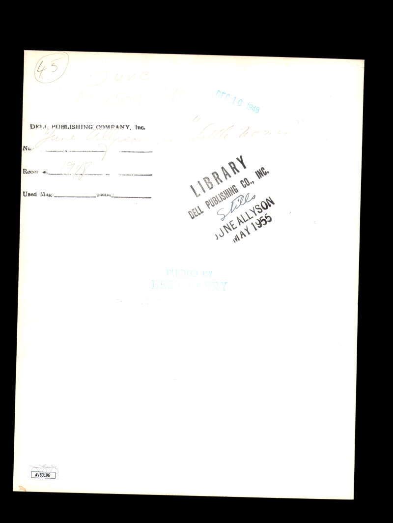 June Allyson JSA Coa Signed 8x10 Photograph 1955 Autograph