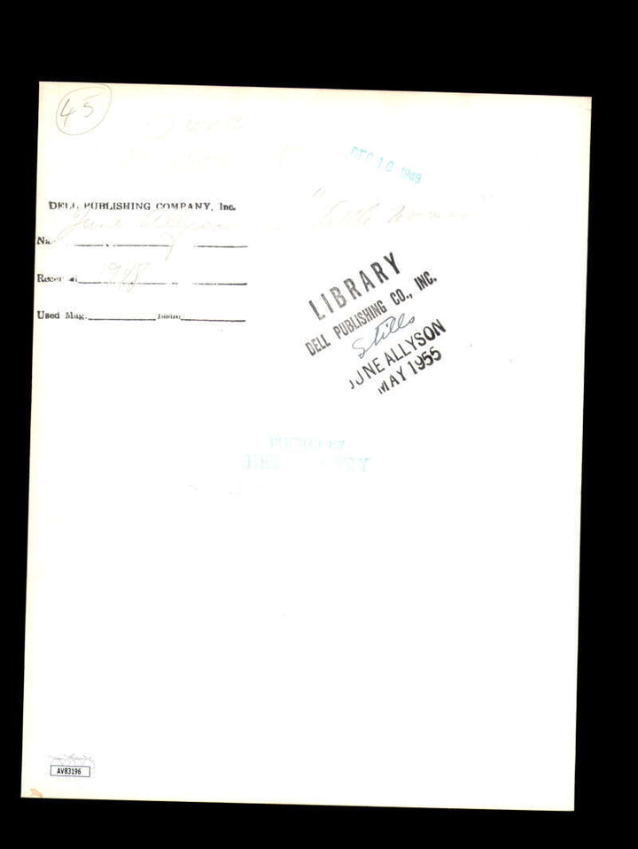 June Allyson JSA Coa Signed 8x10 Photograph 1955 Autograph