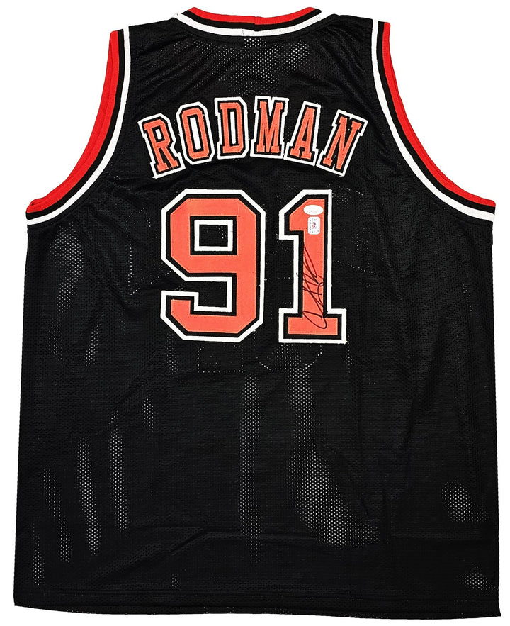 Chicago Bulls Dennis Rodman Autographed Signed Black Jersey JSA