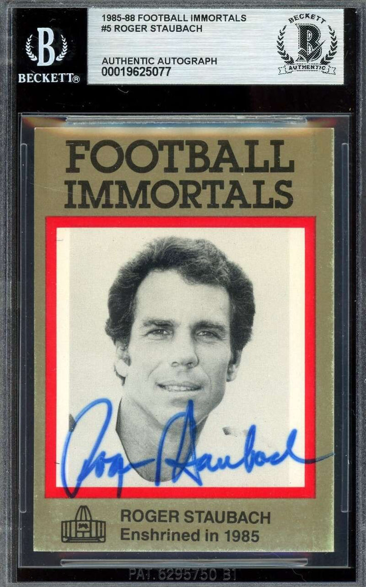 Roger Staubach Beckett BAS Signed 1985-88 Football Immortals Autograph