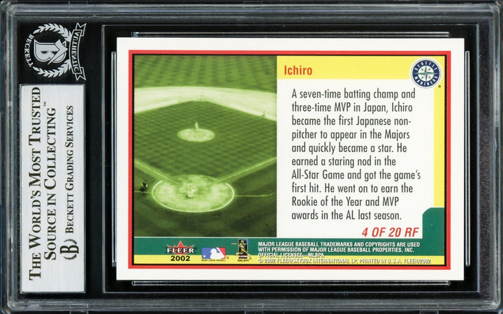Ichiro Suzuki Signed 2002 Fleer Rookie Flashbacks Card 4 Mariners Beckett