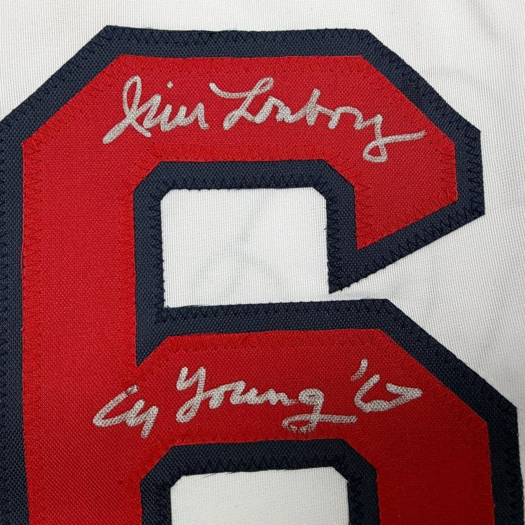 Framed Autographed/Signed Jim Lonborg 35x39 Boston White Jersey JSA COA