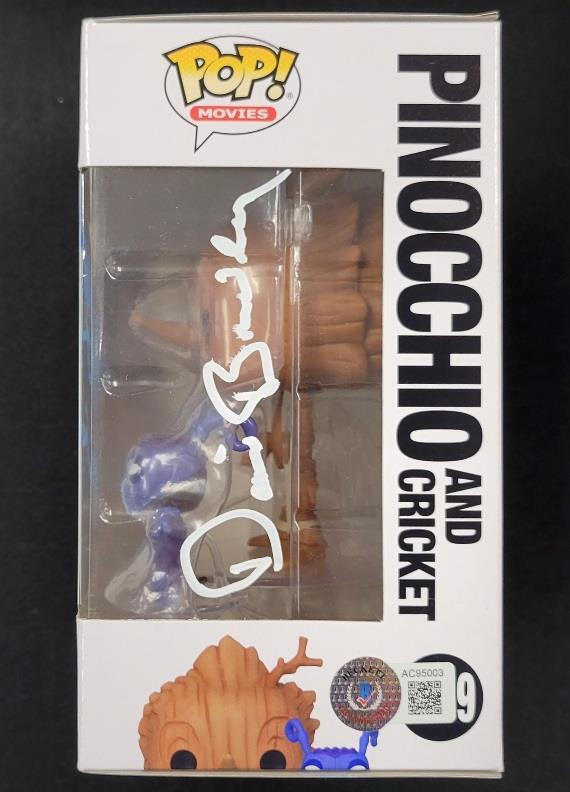 Pinocchio cast signed Funko Pop! Del Toro Mann Gustafson Bradley autograph BAS