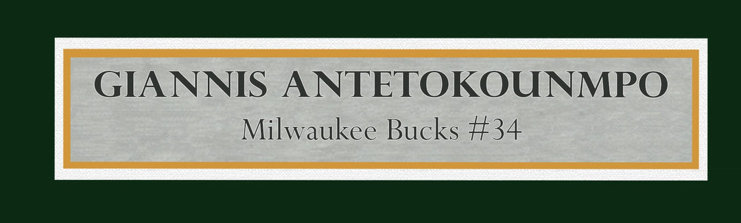 Milwaukee Bucks Giannis Antetokounmpo Signed Framed Green Jersey Beckett BAS QR