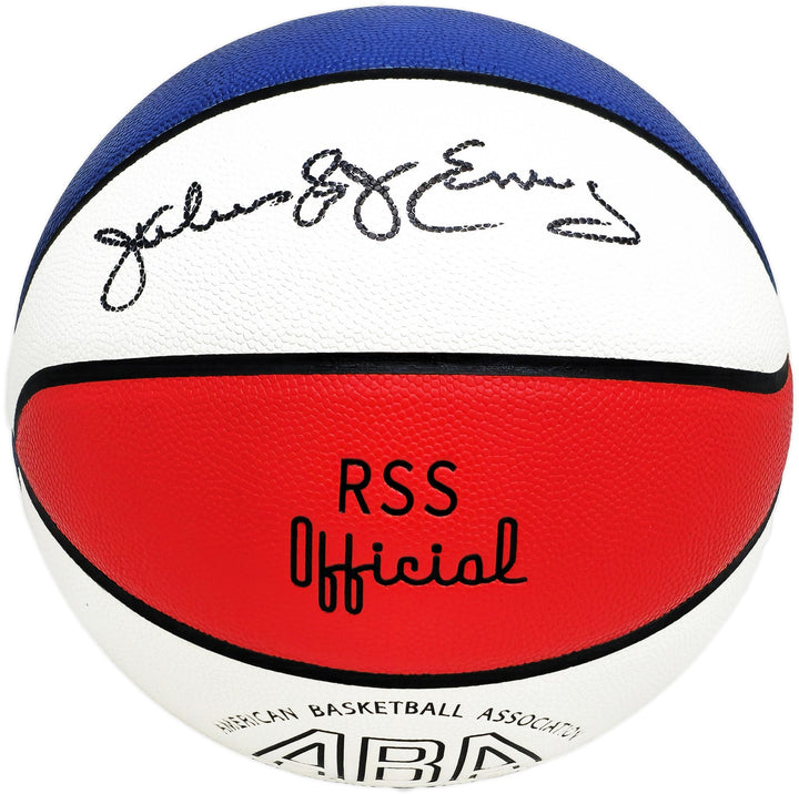Julius Dr. J Erving Auto Red, White & Blue ABA Logo Basketball Nets Beckett Wit