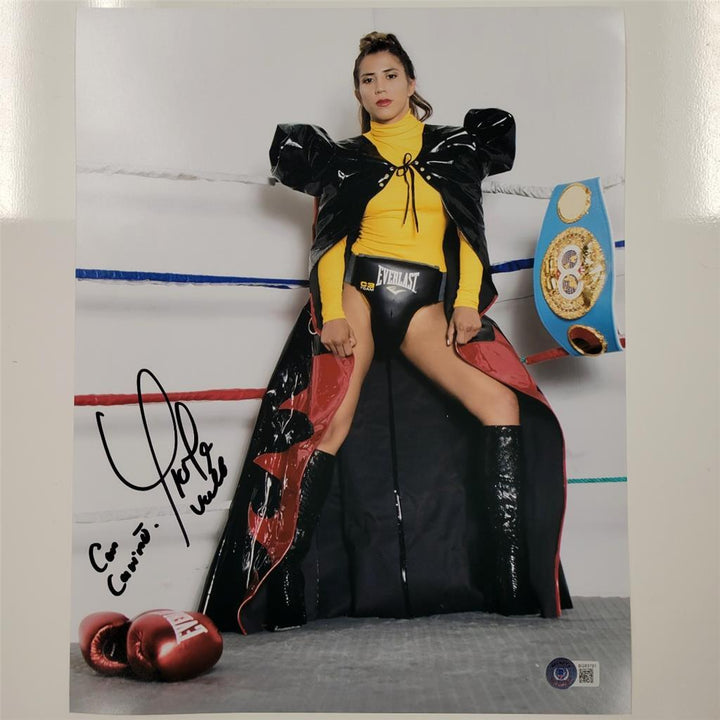 Yokasta Yoka Valle signed 11x14 photo boxing autograph ~ Beckett BAS Holo