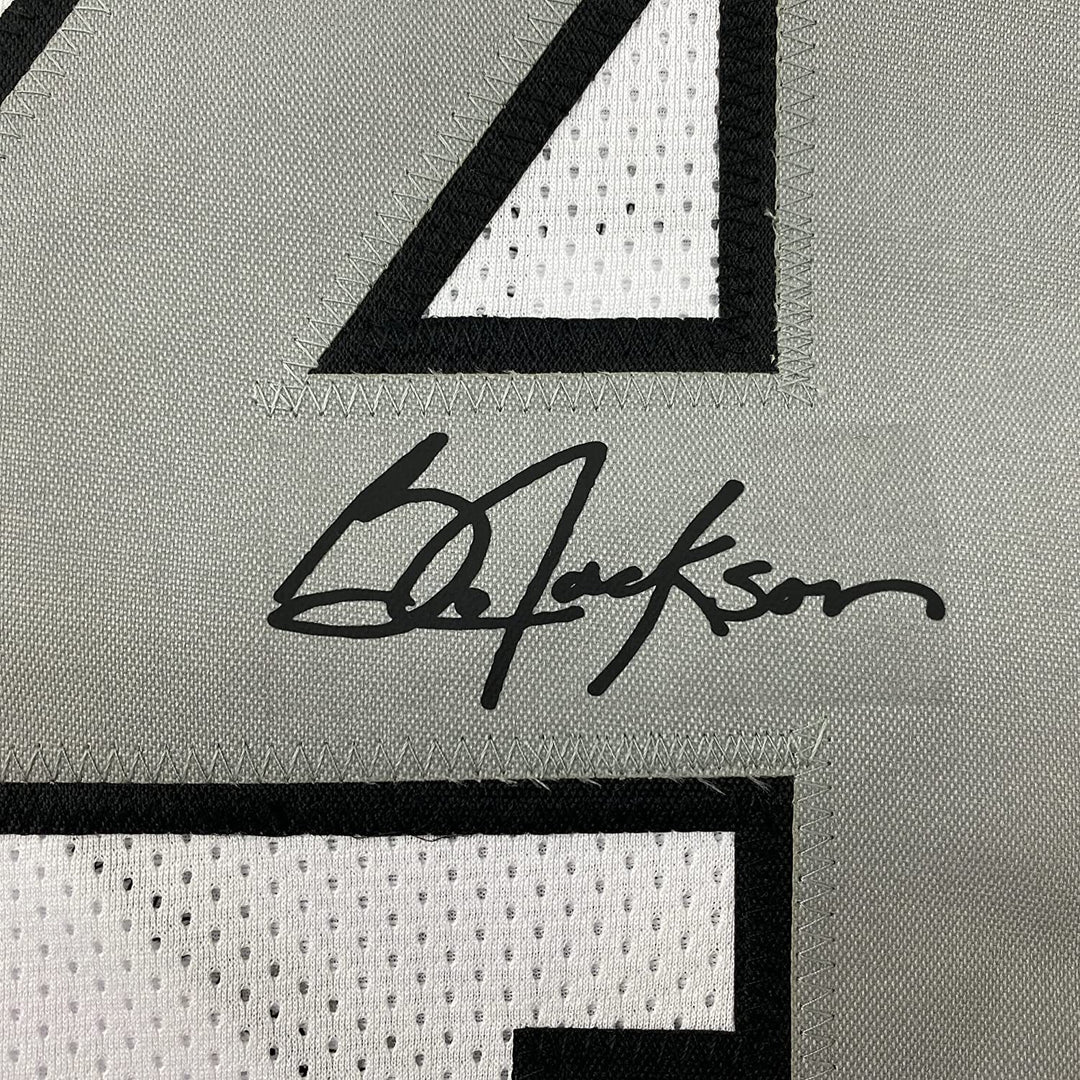Framed Facsimile Autographed Bo Jackson 33x42 Oakland White Reprint Laser Jersey