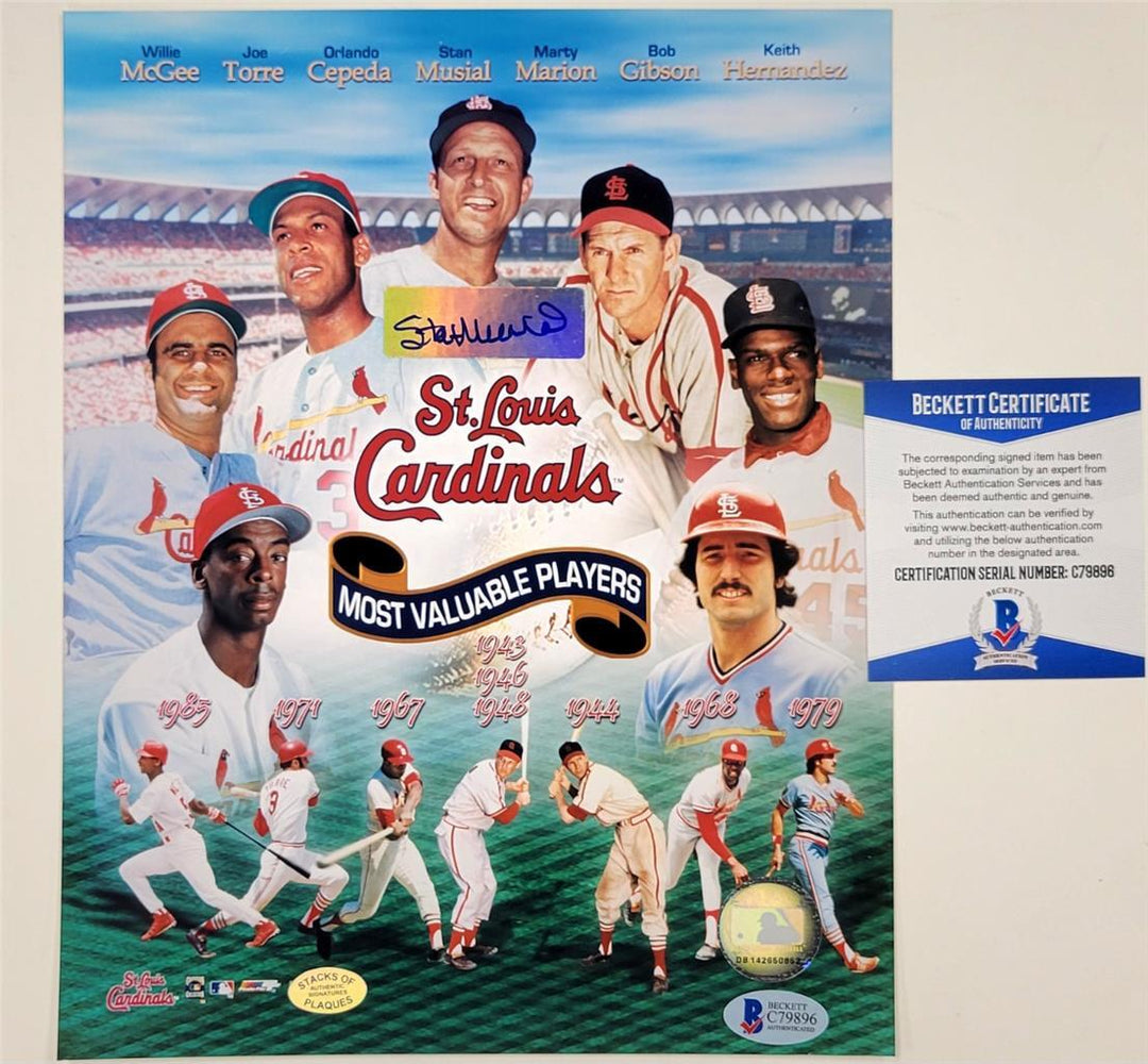Stan Musial signed St. Louis Cardinals MVP 8x10 Photo autograph ~ BAS Beckett