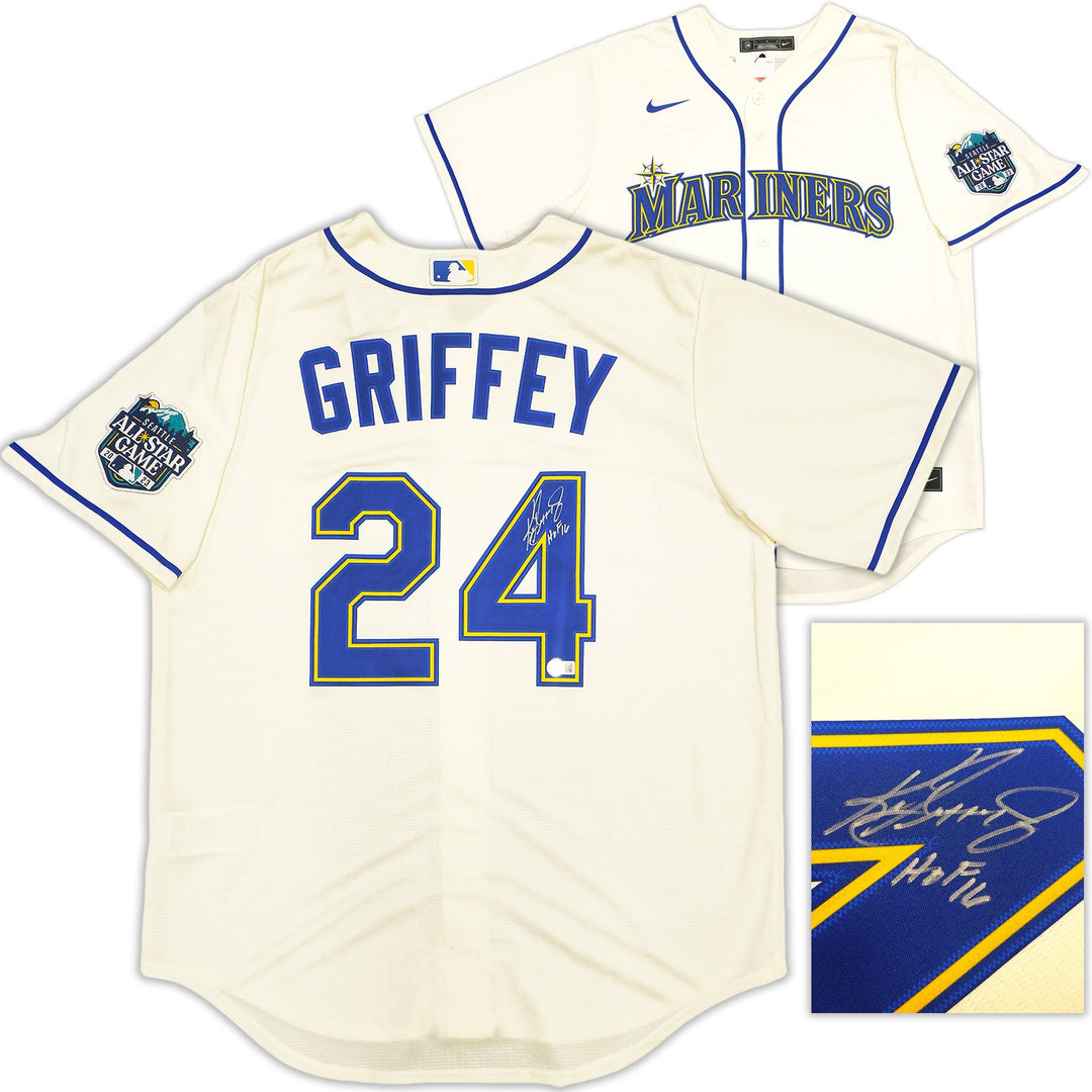 Mariners Ken Griffey Jr. Auto Cream Nike 2023 ASG Patch Jersey Sz L HOF 16 BAS