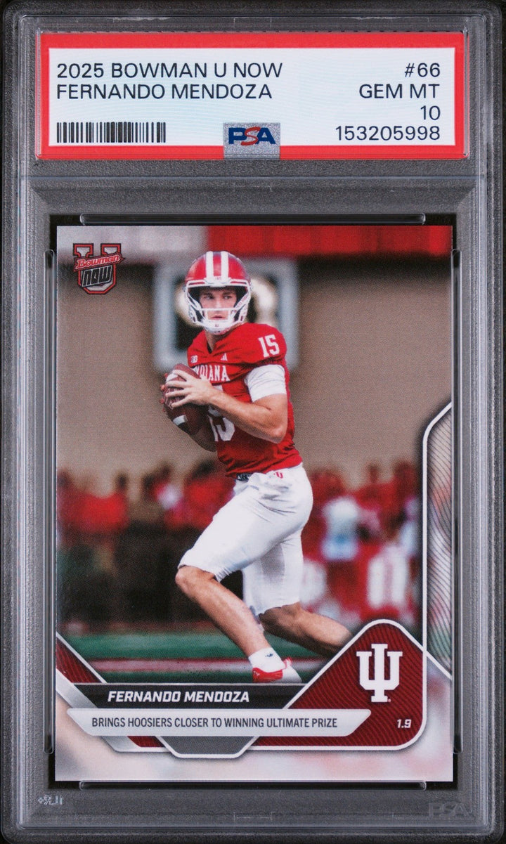 Graded 2025 Topps Bowman U Now Fernando Mendoza #66 Rookie RC Card PSA 10