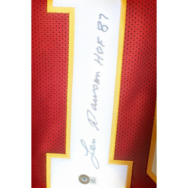 Len Dawson Autographed/Signed Pro Style Size XL Red Jersey Beckett 57032