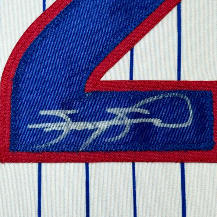Framed Autographed/Signed Sammy Sosa 33x42 Chicago Pinstripe Jersey BAS COA