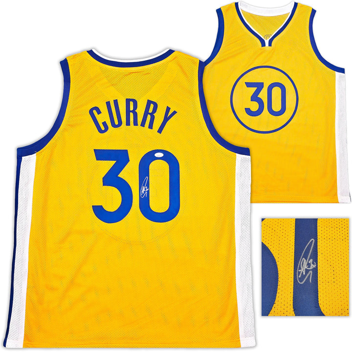 Golden State Warriors Stephen Curry Autographed Signed Yellow Jersey JSA