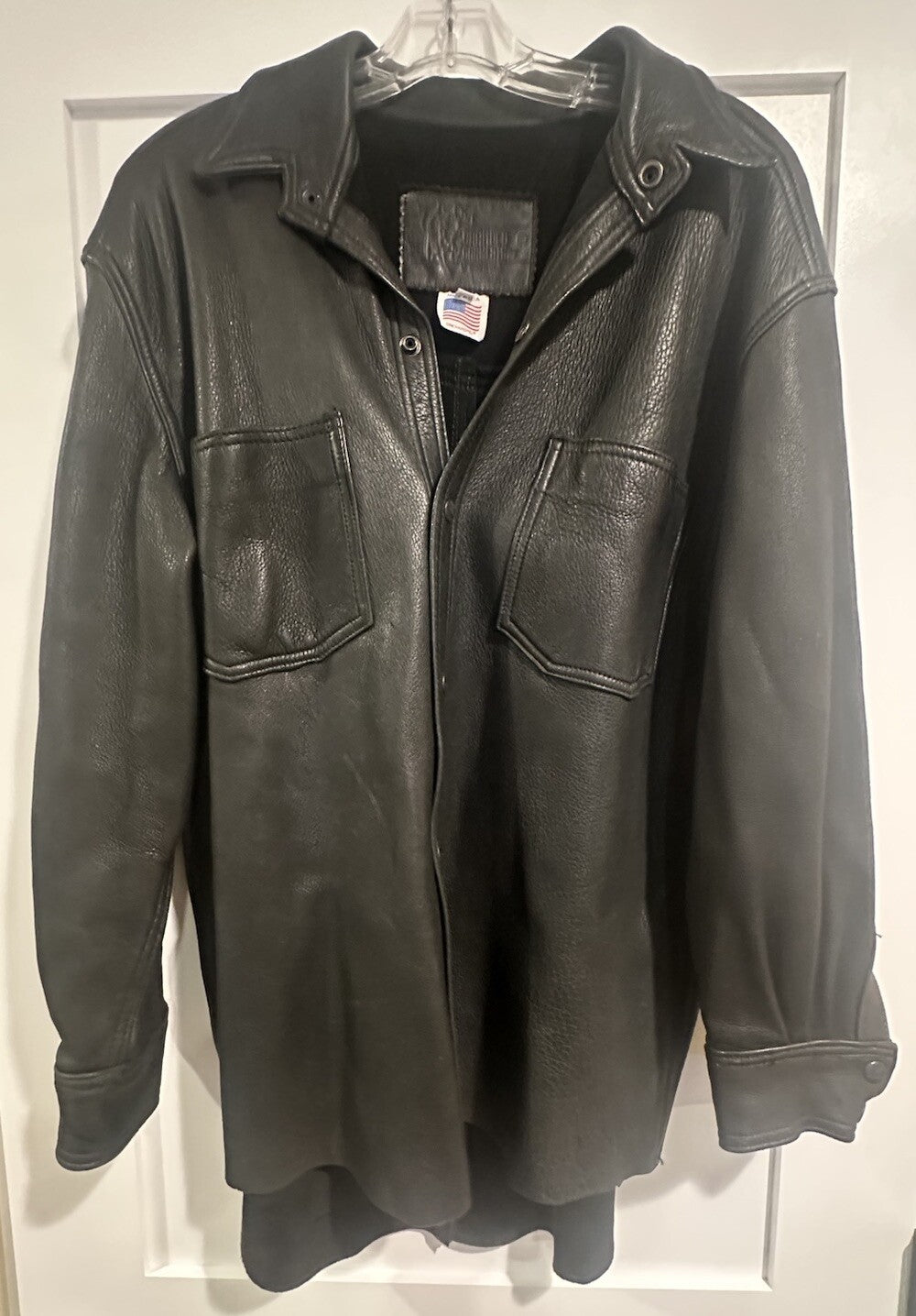 Vintage Branded Garments Black Leather Jacket Button Usa New W/out Tag Sz M 44