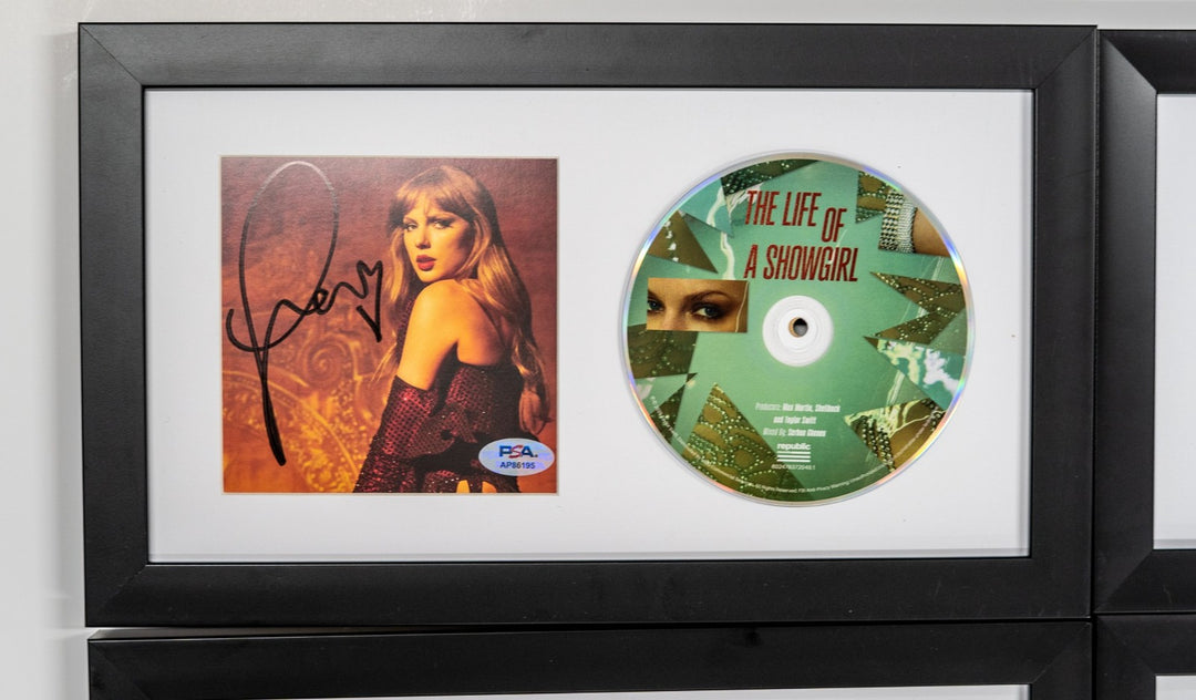 Taylor Swift Signed CD Cover Bundle Framed PSA/DNA The Life of a Showgirl