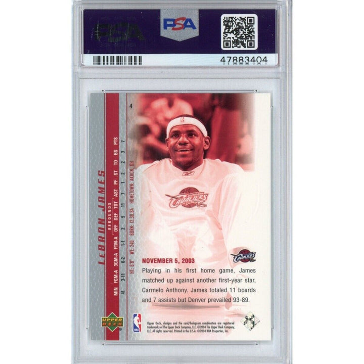 Graded 2003 Upper Deck LEBRON JAMES #4 Phenomenal Beginning Rookie Card PSA 10