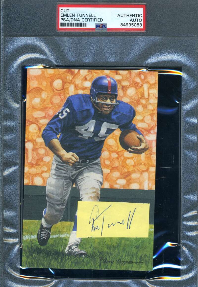 Emlen Tunnell PSA DNA Signed Goal Line Art Card Cut GLAC Autograph