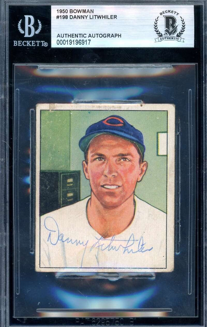 Danny Litwhiler Beckett BAS Signed 1950 Bowman Autograph