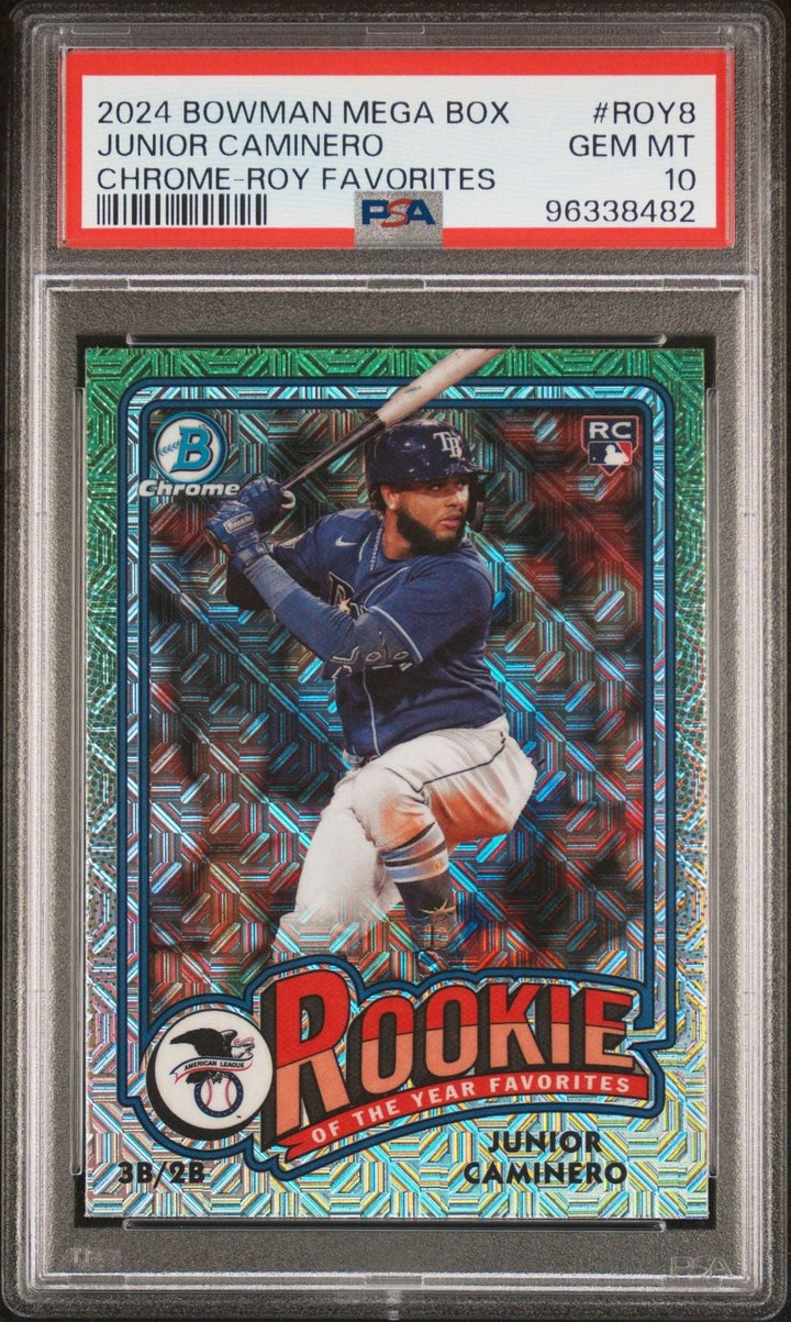 Graded 2024 Bowman Chrome Mega Box M/B Junior Caminero #ROY8 RC Card PSA 10