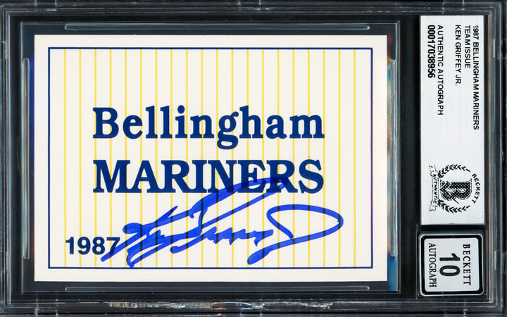 Ken Griffey Jr. Auto 1987 International Header RC Bellingham Mariners Sig 10 BAS