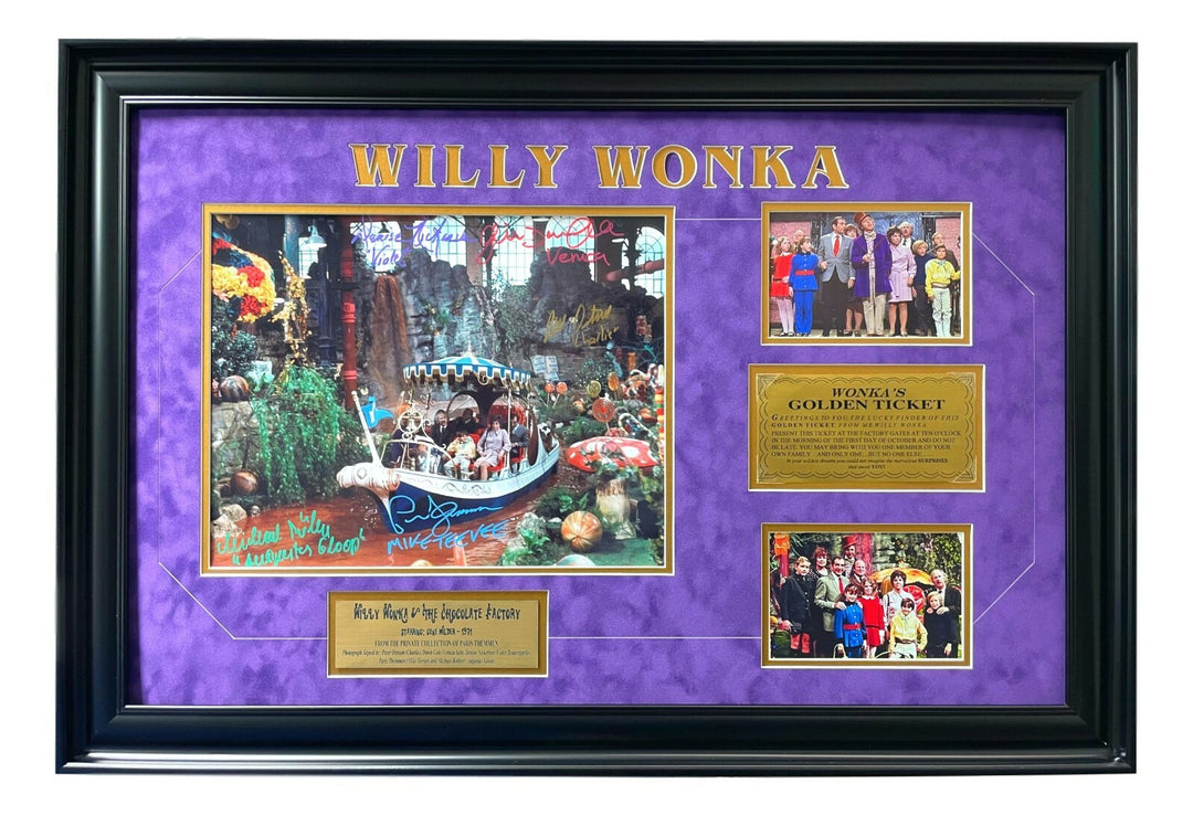 Willy Wonka Kids x5 Signed Framed 11x14 Photo Golden Ticket Themmen COA Auto Blk